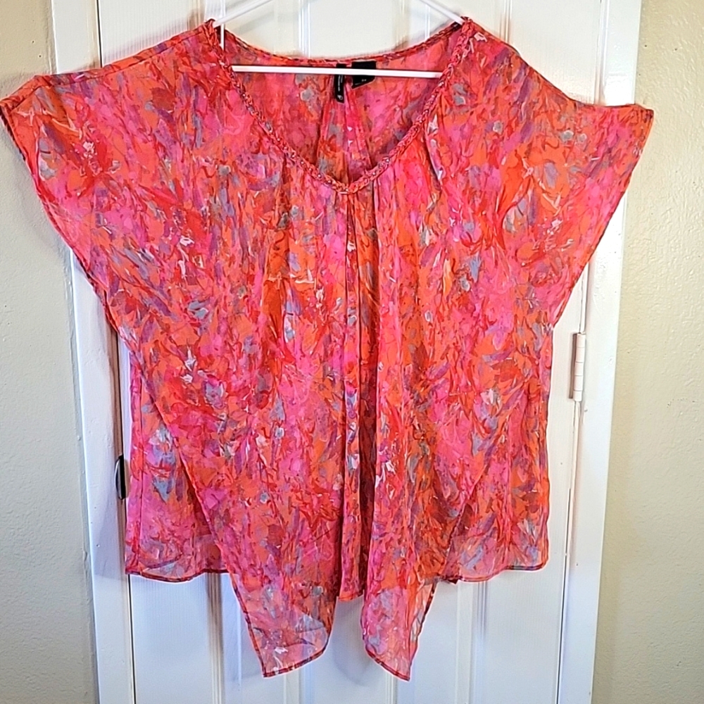 New Directions Woman size 3X Orange Flowy Blouse